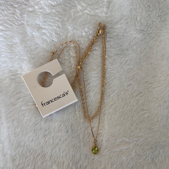 Francesca's Collections double Gold Necklace with Green Pendant(Leo birthstone) - Picture 1 of 2